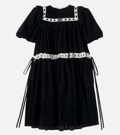 Petite Amalie Lace-trimmed velvet dress | Thumbnail 3 Petite Amalie Lace-trimmed velvet dress | Thumbnail 3