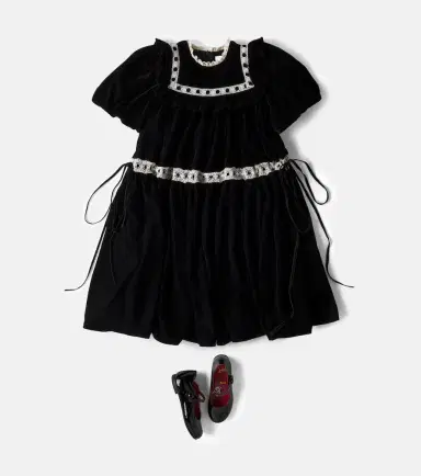 Petite Amalie Lace-trimmed velvet dress | Thumbnail 4 Petite Amalie Lace-trimmed velvet dress | Thumbnail 4