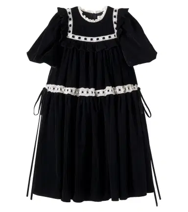 Petite Amalie Lace-trimmed velvet dress | Thumbnail 1 Petite Amalie Lace-trimmed velvet dress | Thumbnail 1