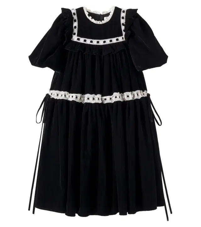 Lace-trimmed velvet dress Lace-trimmed velvet dress