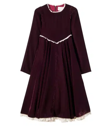 Petite Amalie Lace-trimmed velvet dress | Thumbnail 1 Petite Amalie Lace-trimmed velvet dress | Thumbnail 1