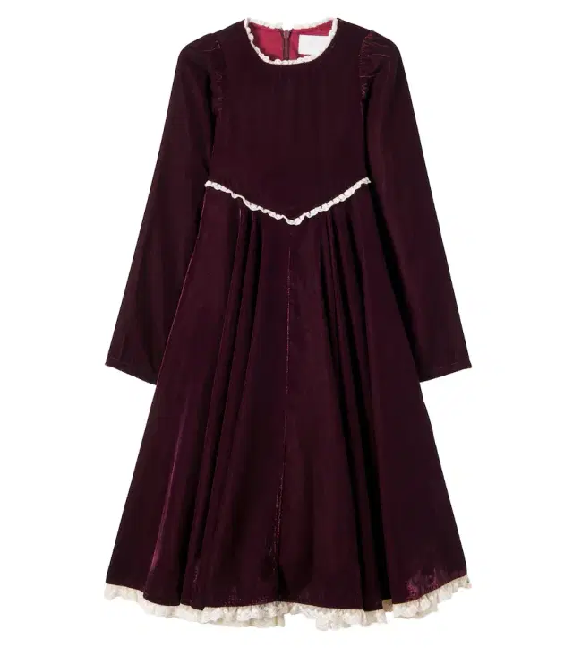 Lace-trimmed velvet dress Lace-trimmed velvet dress