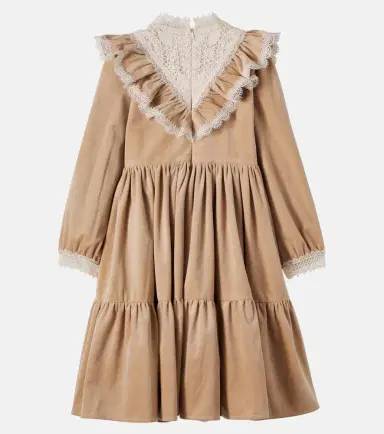Petite Amalie Lace-trimmed velvet dress | Thumbnail 3 Petite Amalie Lace-trimmed velvet dress | Thumbnail 3