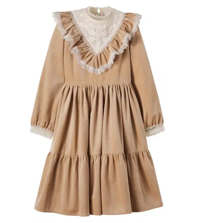 Lace-trimmed velvet dress Lace-trimmed velvet dress