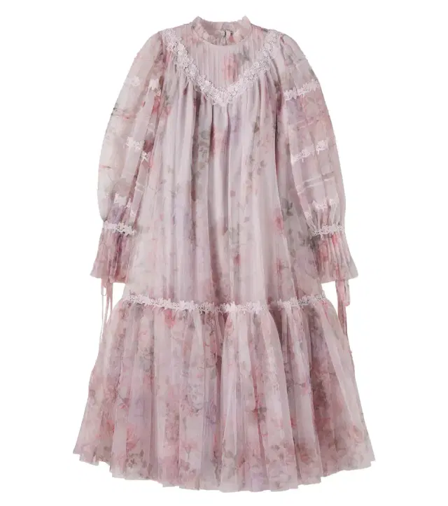 Lace-trimmed floral tulle dress Lace-trimmed floral tulle dress