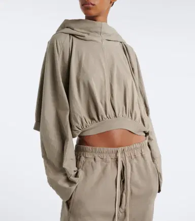 Rick Owens DRKSHDW cropped cotton jersey hoodie | Thumbnail 4 Rick Owens DRKSHDW cropped cotton jersey hoodie | Thumbnail 4