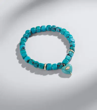Sydney Evan 14kt gold beaded bracelet with tuquoise and diamonds | Thumbnail 5 Sydney Evan 14kt gold beaded bracelet with tuquoise and diamonds | Thumbnail 5