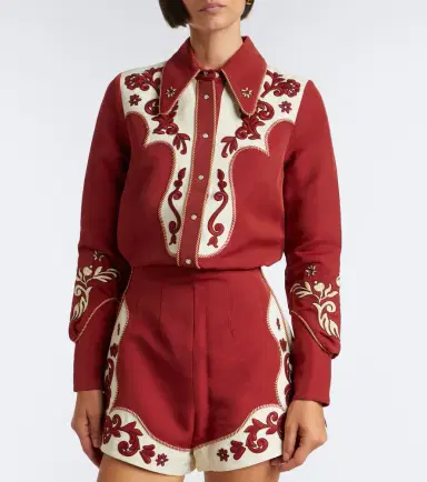 Alemais Alémais Duke embroidered wool-blend shirt | Thumbnail 3 Alemais Alémais Duke embroidered wool-blend shirt | Thumbnail 3