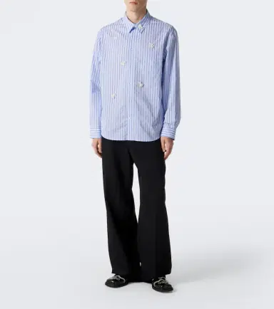 Simone Rocha Embellished striped cotton poplin shirt | Thumbnail 4 Simone Rocha Embellished striped cotton poplin shirt | Thumbnail 4