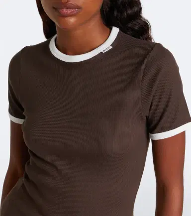 Prada Ribbed-knit cotton T-shirt | Thumbnail 2 Prada Ribbed-knit cotton T-shirt | Thumbnail 2