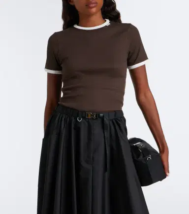 Prada Ribbed-knit cotton T-shirt | Thumbnail 3 Prada Ribbed-knit cotton T-shirt | Thumbnail 3