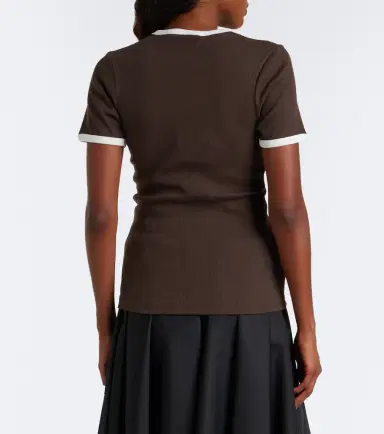 Prada Ribbed-knit cotton T-shirt | Thumbnail 5 Prada Ribbed-knit cotton T-shirt | Thumbnail 5