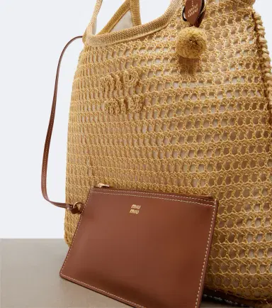 Miu Miu Ivy crochet raffia tote bag | Thumbnail 3 Miu Miu Ivy crochet raffia tote bag | Thumbnail 3