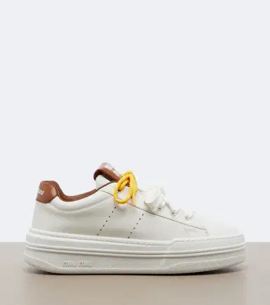 Miu Miu Leather platform sneakers | Thumbnail 3 Miu Miu Leather platform sneakers | Thumbnail 3