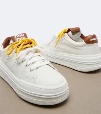 Miu Miu Leather platform sneakers | Thumbnail 4 Miu Miu Leather platform sneakers | Thumbnail 4