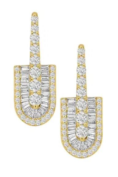 U LOS ANGELES Diamond Baguette U Drop Earrings - Yellow Gold | Thumbnail 1 U LOS ANGELES Diamond Baguette U Drop Earrings - Yellow Gold | Thumbnail 1