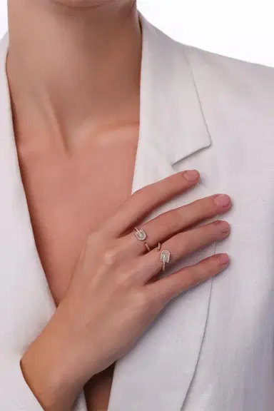 U LOS ANGELES Diamond Baguette U Solo Open Ring - Yellow Gold | Thumbnail 2 U LOS ANGELES Diamond Baguette U Solo Open Ring - Yellow Gold | Thumbnail 2