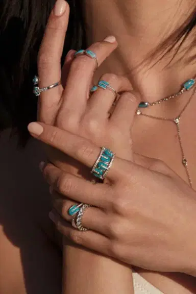 U LOS ANGELES Diamond Turquoise U Band Ring | Thumbnail 2 U LOS ANGELES Diamond Turquoise U Band Ring | Thumbnail 2