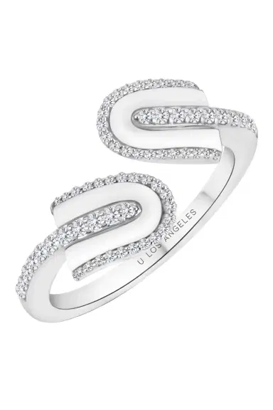 U LOS ANGELES Diamond White Quartz U Duo Twist Ring - White Gold | Thumbnail 1 U LOS ANGELES Diamond White Quartz U Duo Twist Ring - White Gold | Thumbnail 1