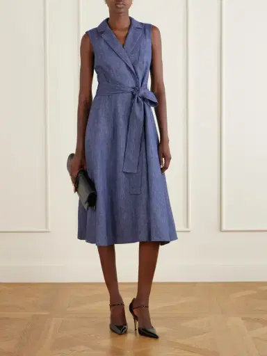 Carolina Herrera Belted Linen, Wool, Cashmere And Silk-blend Midi Dress | Thumbnail 2 Carolina Herrera Belted Linen, Wool, Cashmere And Silk-blend Midi Dress | Thumbnail 2