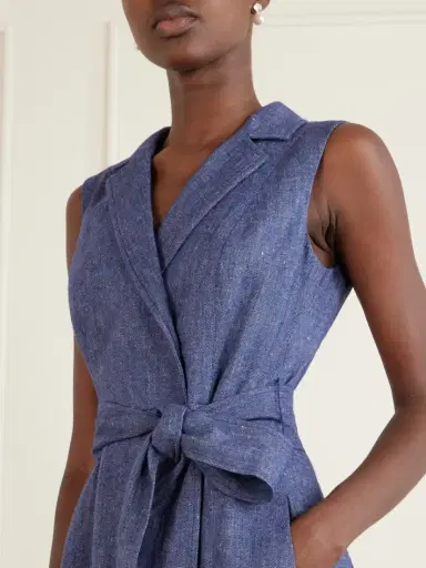 Carolina Herrera Belted Linen, Wool, Cashmere And Silk-blend Midi Dress | Thumbnail 4 Carolina Herrera Belted Linen, Wool, Cashmere And Silk-blend Midi Dress | Thumbnail 4