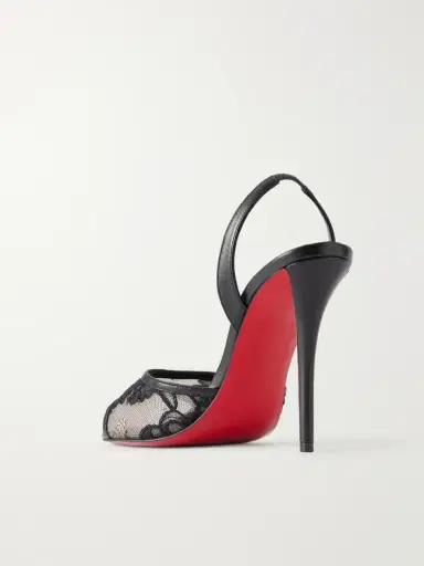 Christian Louboutin Miss Z 100 Lace And Leather Slingback Sandals | Thumbnail 3 Christian Louboutin Miss Z 100 Lace And Leather Slingback Sandals | Thumbnail 3