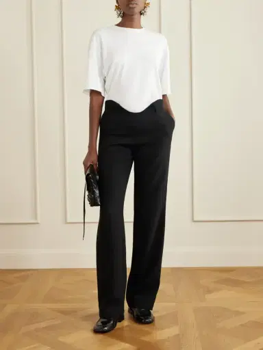 Jean Paul Gaultier Wavy Crepe Mid-rise Wide-leg Pants | Thumbnail 2 Jean Paul Gaultier Wavy Crepe Mid-rise Wide-leg Pants | Thumbnail 2