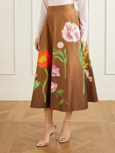 Oscar de la Renta Floral-print Cotton-poplin High-waist Midi Skirt | Thumbnail 3 Oscar de la Renta Floral-print Cotton-poplin High-waist Midi Skirt | Thumbnail 3