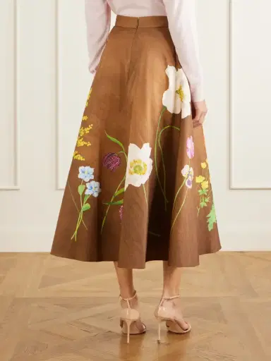 Oscar de la Renta Floral-print Cotton-poplin High-waist Midi Skirt | Thumbnail 4 Oscar de la Renta Floral-print Cotton-poplin High-waist Midi Skirt | Thumbnail 4