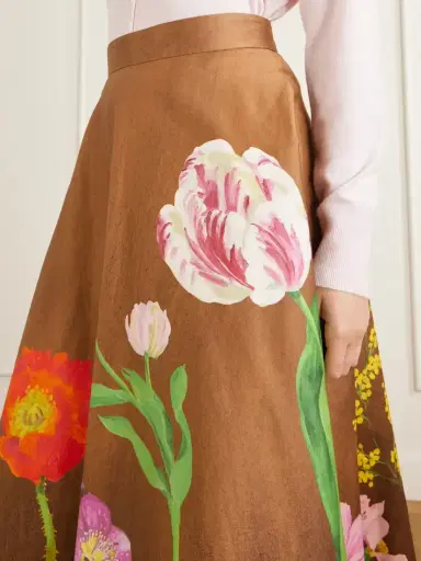 Oscar de la Renta Floral-print Cotton-poplin High-waist Midi Skirt | Thumbnail 5 Oscar de la Renta Floral-print Cotton-poplin High-waist Midi Skirt | Thumbnail 5