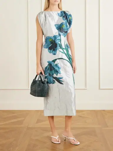 Erdem Floral-print Textured Satin Midi Dress | Thumbnail 2 Erdem Floral-print Textured Satin Midi Dress | Thumbnail 2