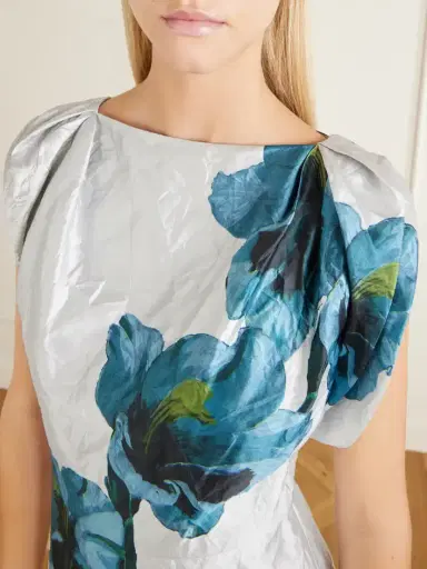 Erdem Floral-print Textured Satin Midi Dress | Thumbnail 4 Erdem Floral-print Textured Satin Midi Dress | Thumbnail 4