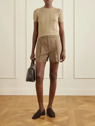 Ralph Lauren Collection Denise Belted Pleated Linen Shorts | Thumbnail 2 Ralph Lauren Collection Denise Belted Pleated Linen Shorts | Thumbnail 2