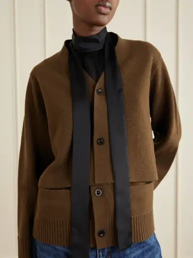Sacai Scarf-detailed Wool Cardigan | Thumbnail 4 Sacai Scarf-detailed Wool Cardigan | Thumbnail 4