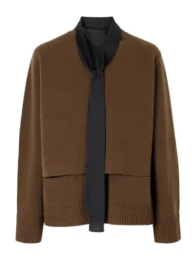 Sacai Scarf-detailed Wool Cardigan | Thumbnail 1 Sacai Scarf-detailed Wool Cardigan | Thumbnail 1