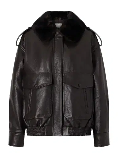 Loulou de Saison Russo Shearling-trimmed Leather Jacket | Thumbnail 1 Loulou de Saison Russo Shearling-trimmed Leather Jacket | Thumbnail 1