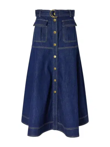 Zimmermann Belted Denim Midi Skirt | Thumbnail 1 Zimmermann Belted Denim Midi Skirt | Thumbnail 1