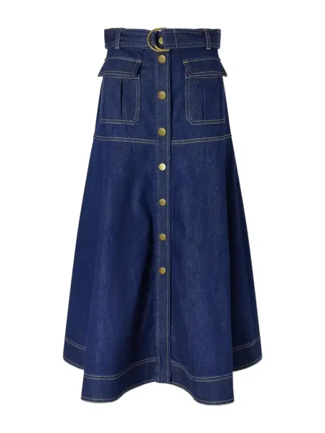 Belted Denim Midi Skirt Belted Denim Midi Skirt