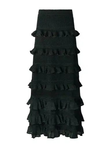 Zimmermann Valiant Ruffled Knitted Midi Skirt | Thumbnail 1 Zimmermann Valiant Ruffled Knitted Midi Skirt | Thumbnail 1