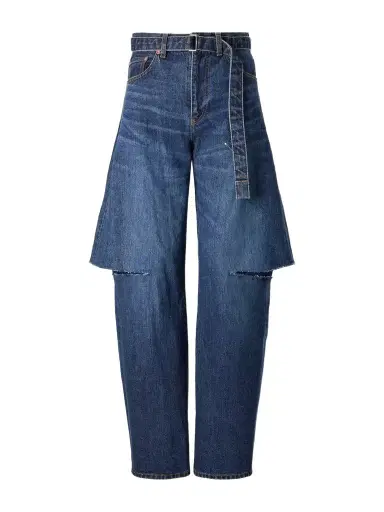 Sacai Belted Cut-out Mid-rise Wide-leg Jeans | Thumbnail 1 Sacai Belted Cut-out Mid-rise Wide-leg Jeans | Thumbnail 1