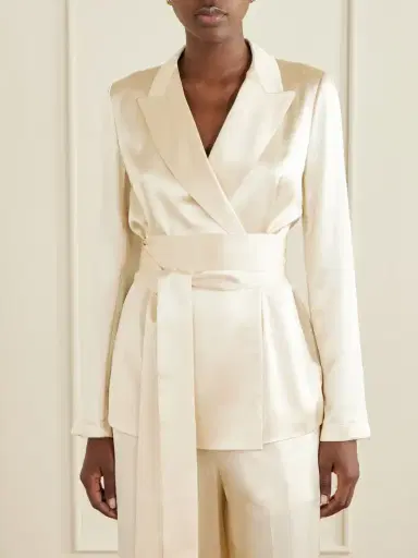 Joseph Archer Belted Silk-satin Jacket | Thumbnail 3 Joseph Archer Belted Silk-satin Jacket | Thumbnail 3