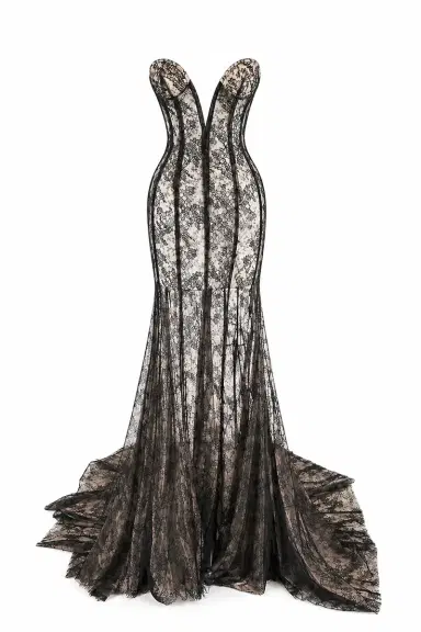 LaQuan Smith Sheer Backless Gown | Thumbnail 1 LaQuan Smith Sheer Backless Gown | Thumbnail 1