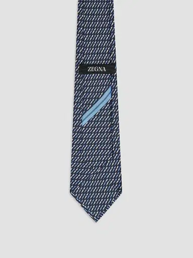 Zegna Men's Silk Tie - Navy Blue | Thumbnail 2 Zegna Men's Silk Tie - Navy Blue | Thumbnail 2