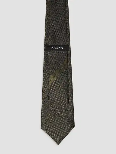 Zegna Men's Silk Tie - Dark Olive Green | Thumbnail 2 Zegna Men's Silk Tie - Dark Olive Green | Thumbnail 2