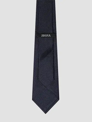 Zegna Men's Silk Tie - Navy Blue | Thumbnail 2 Zegna Men's Silk Tie - Navy Blue | Thumbnail 2