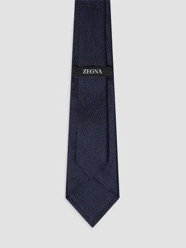 Zegna Men's Silk Tie - Navy Blue | Thumbnail 2 Zegna Men's Silk Tie - Navy Blue | Thumbnail 2