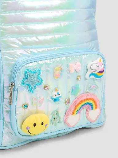 Bari Lynn Girl's Iridescent Patch Backpack - Blue | Thumbnail 3 Bari Lynn Girl's Iridescent Patch Backpack - Blue | Thumbnail 3