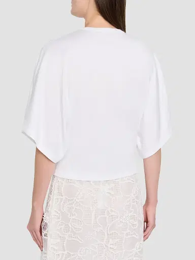 SIMKHAI Women's Amara Draped T-Shirt - White | Thumbnail 3 SIMKHAI Women's Amara Draped T-Shirt - White | Thumbnail 3