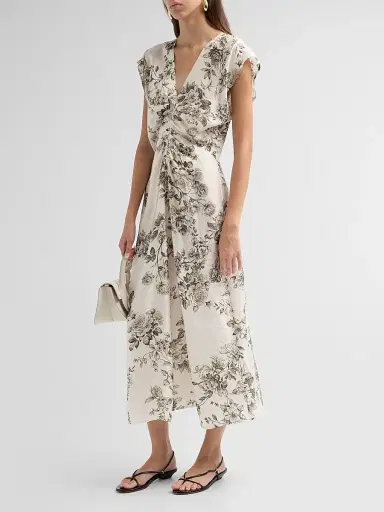 Johnny Was Women's Delcie Printed Midi Dress - Sunlight Garden - Size 14 | Thumbnail 4 Johnny Was Women's Delcie Printed Midi Dress - Sunlight Garden - Size 14 | Thumbnail 4