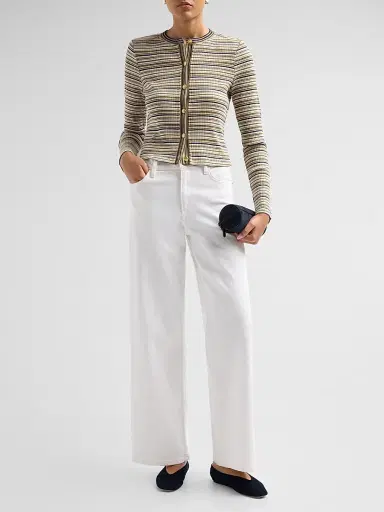 Ramy Brook Women's Zoe Striped Knit Cardigan - Bone Stripe | Thumbnail 2 Ramy Brook Women's Zoe Striped Knit Cardigan - Bone Stripe | Thumbnail 2